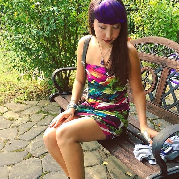 Multicolor strapless ruffle dress - Picture 1 of 3